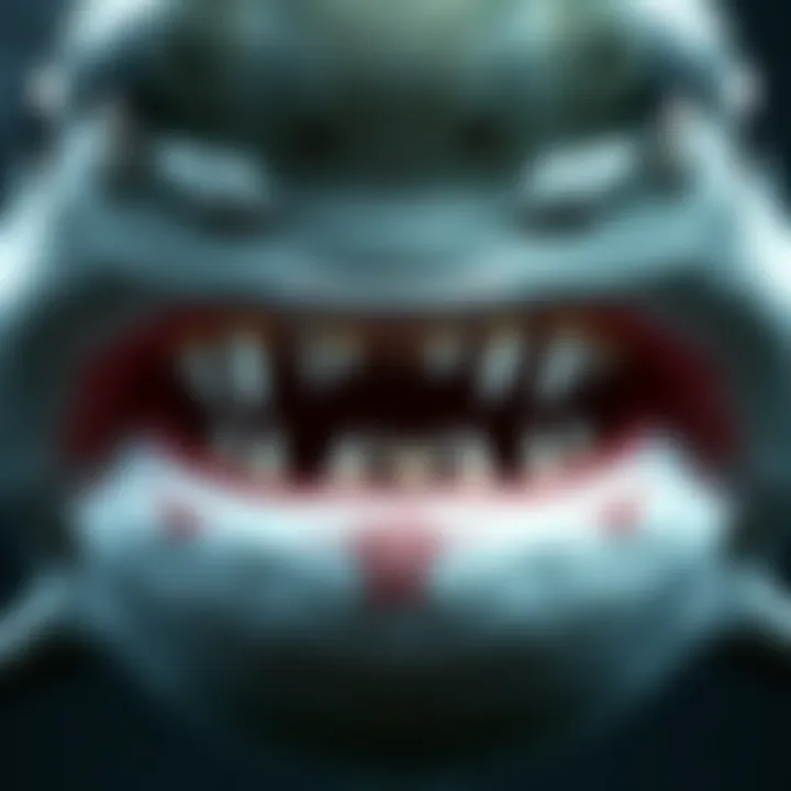 The Evolutionary Design of Shark Predation A close-up of a shark's jaws revealing teeth designed for hunting