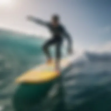 Adaptive Surfboards in Action A vibrant ocean scene showcasing adaptive surfboards