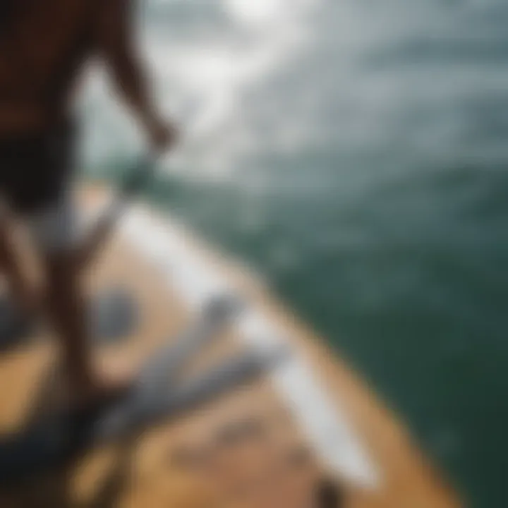 Close-up view of the advanced technology on a paddleboard