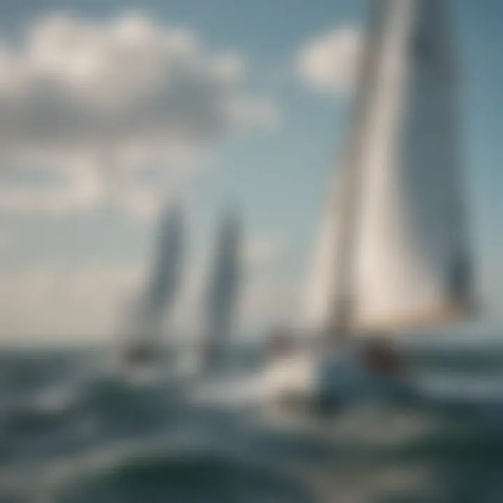 Sailboats navigating through windy conditions