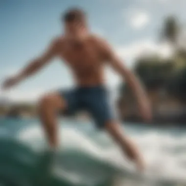 Active Individual in Boardshorts during Water Sports Active individual engaged in water sports wearing boardshorts