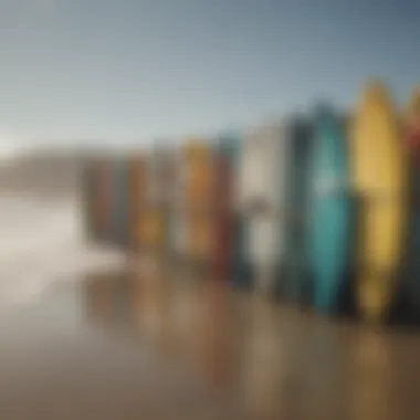 A diverse group of surfers preparing their boards on the shore