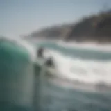 A stunning view of surfers catching waves in Southern California