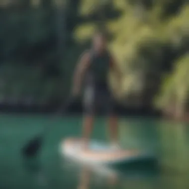 A scenic view showcasing a paddler enjoying the water