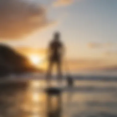 A Casio watch in use while paddleboarding at sunset