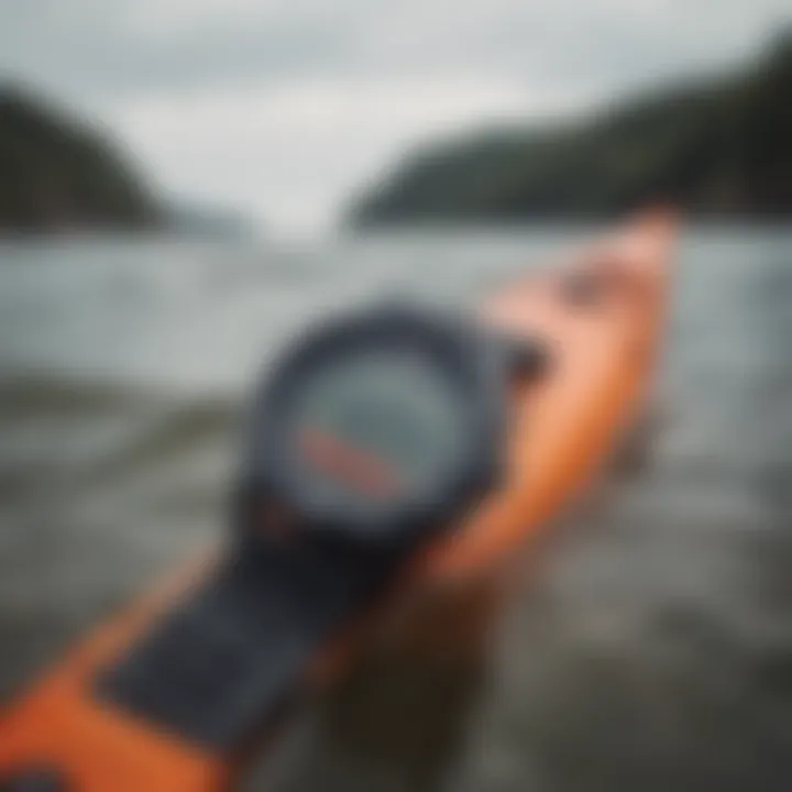 Casio watch displaying tide graph during a kayaking adventure