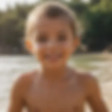 Sunscreen Application for Kids Child applying sunscreen before engaging in water sports