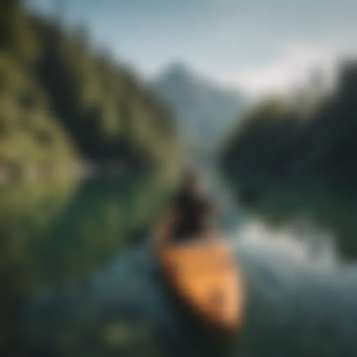 A person enjoying paddling on a calm lake