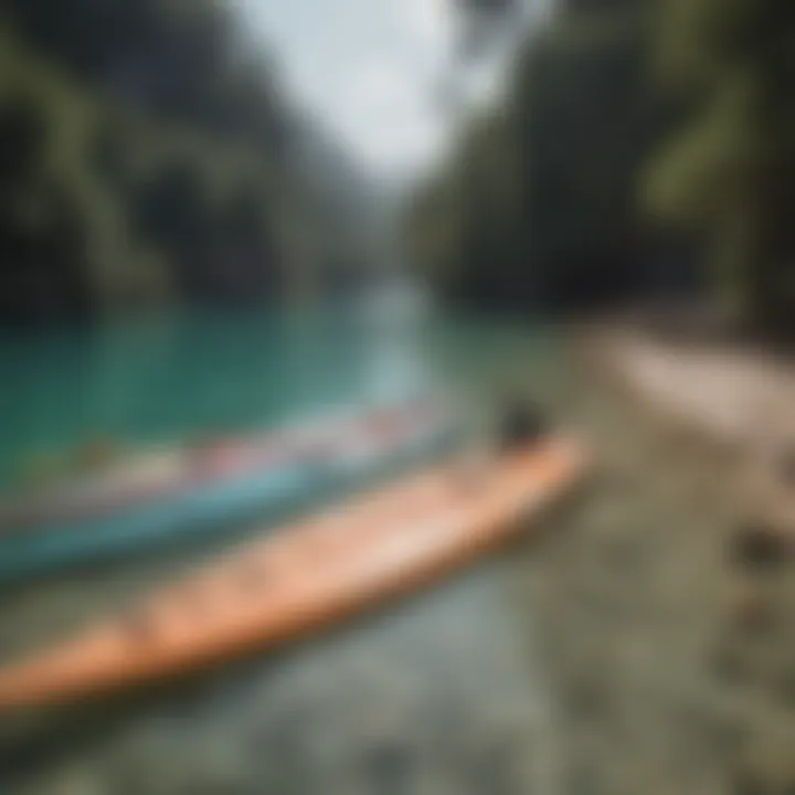 A diverse range of paddle boards on display