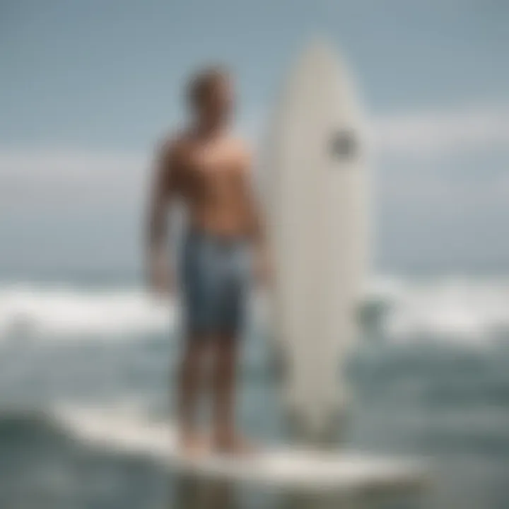 Diagram showing surfer's height and weight correlation with surfboard dimensions