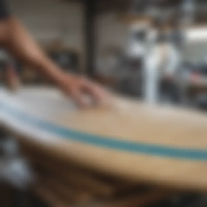 CNC machine actively shaping a surfboard