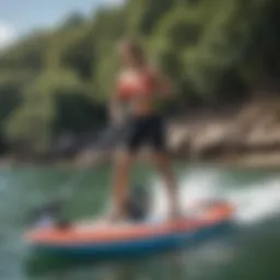 iRocker electric pump in action with paddleboard