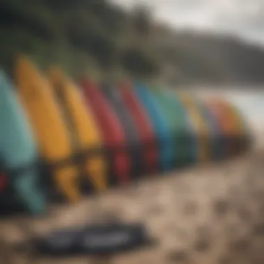 Different sizes of surfboard bags