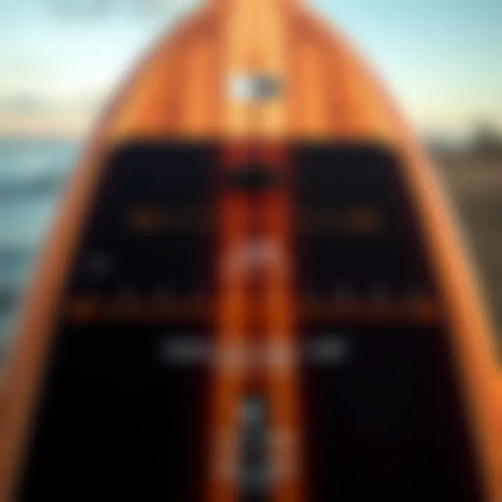 Close-up of longboard dimensions and specifications