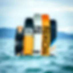 A wakeboard with various sizes displayed side by side