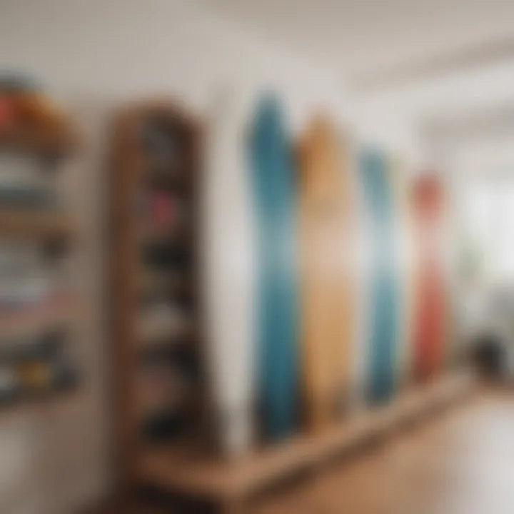 Beautifully designed surfboard rack showcasing multiple surfboards