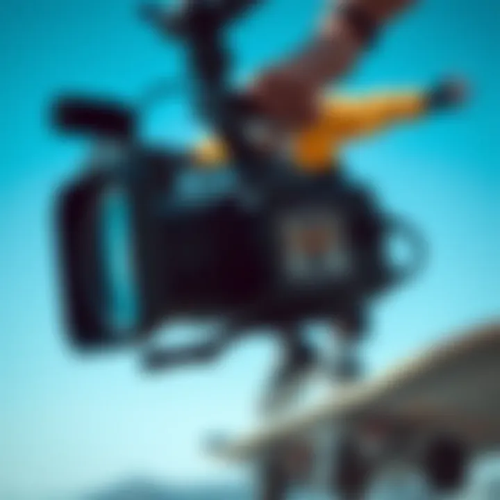 Precision Filming Techniques Close-up of a camera capturing a skateboarder