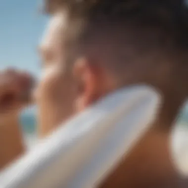 Using a towel to gently dry the outer ear after swimming