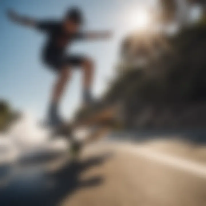 A rider showcasing tricks on an electric surf skateboard