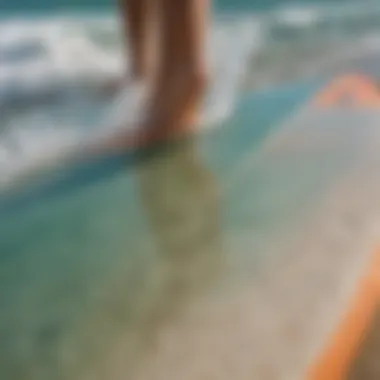 Close-up view of epoxy-coated skimboard showcasing its glossy finish