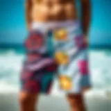 Vibrant surf board shorts showcasing various patterns