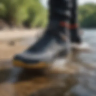 Comparison of different types of watersport footwear, highlighting neoprene socks