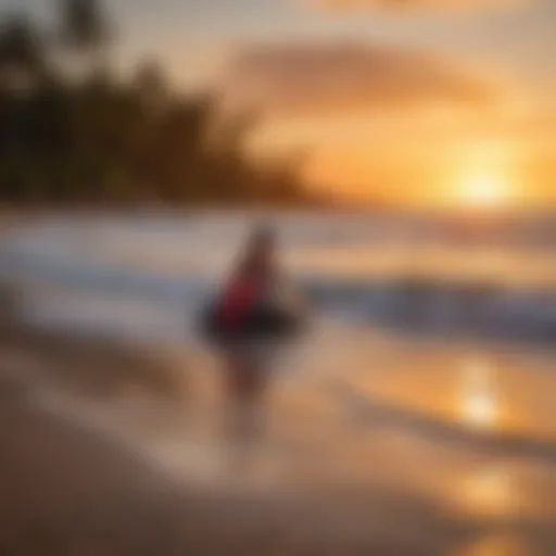 A breathtaking view of Cabarete beach at sunset, showcasing vibrant colors reflected on the water.