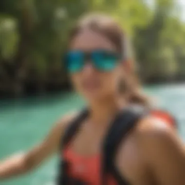 Water sports enthusiast wearing Costa Maya sunglasses on a kayak