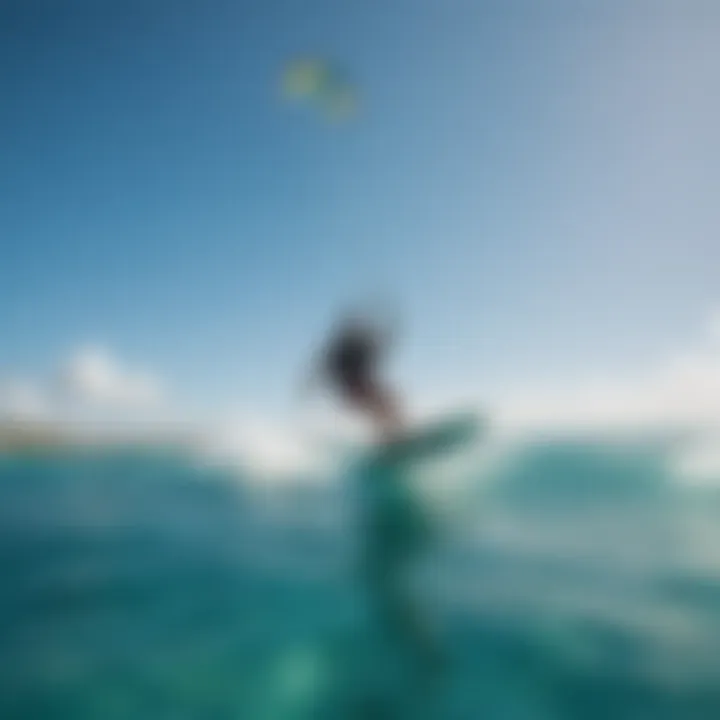 A kite surfer gliding over the crystal-clear waters of Barbados