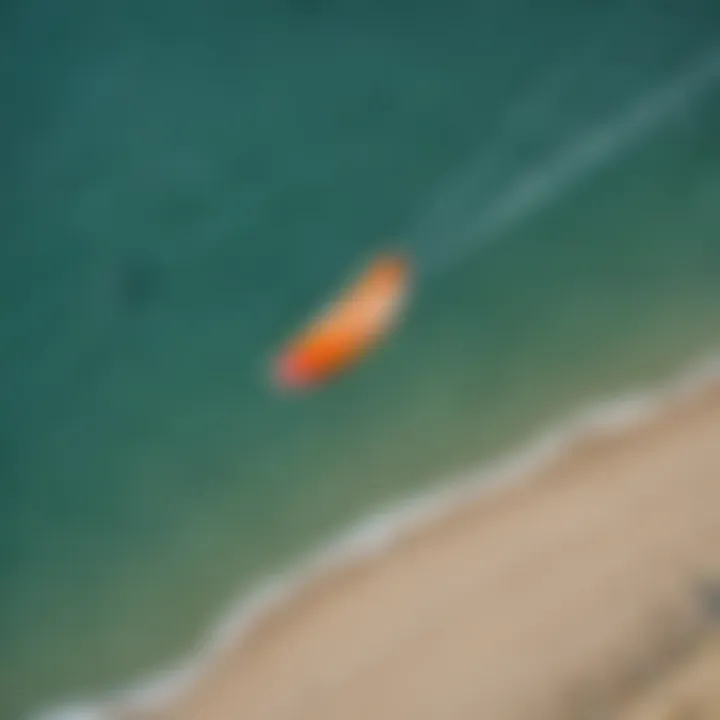 An aerial view of a popular kitesurfing destination