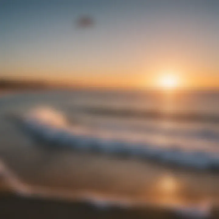 Breathtaking sunset view over a kitesurfing spot in Portugal