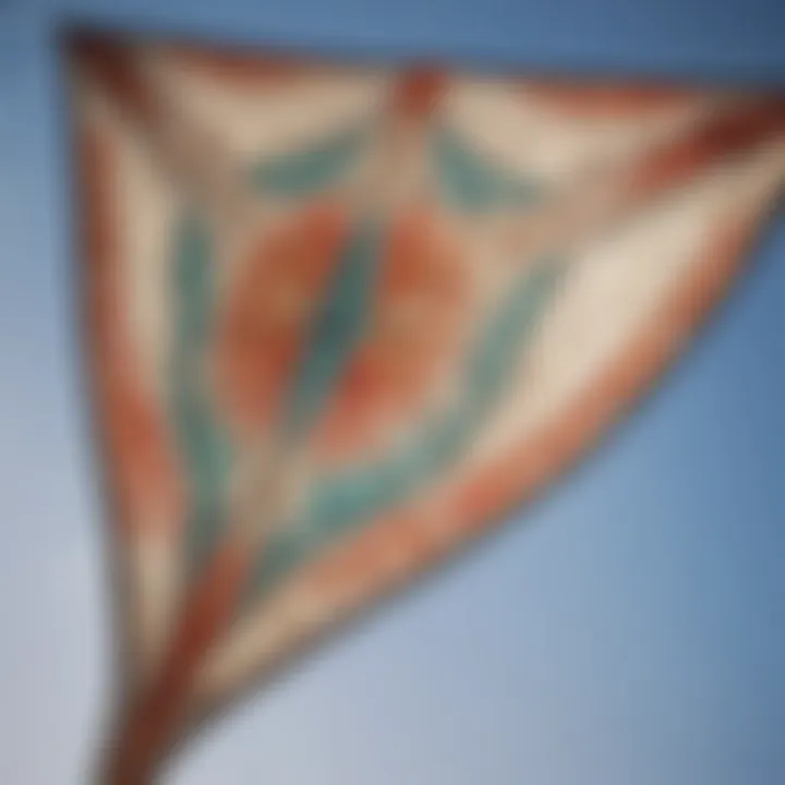 Close-up of the intricate design patterns on a large single line kite.