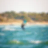 Perfect Kitesurfing Environment A serene beach scene ideal for kitesurfing