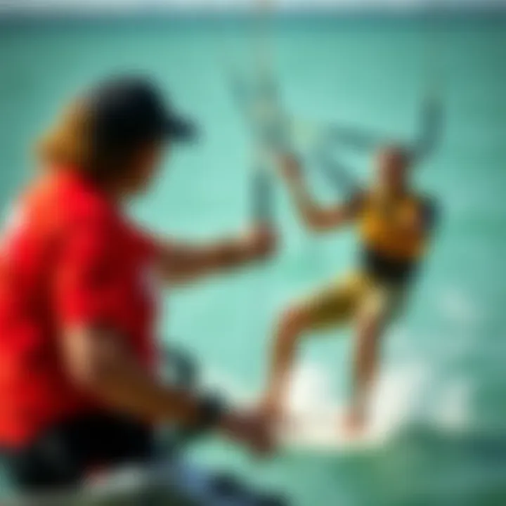 A certified instructor demonstrating kitesurfing techniques