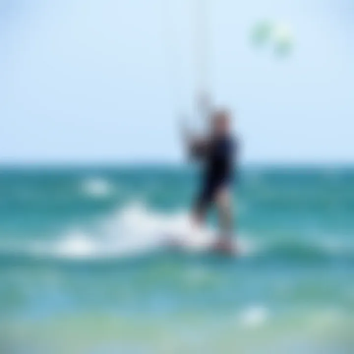 A novice practicing kitesurfing under supervision