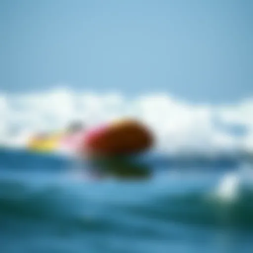 Long Board in Action A vibrant long board gliding over ocean waves