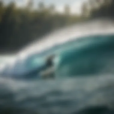 Surfer riding a perfect wave in the Mentawai region