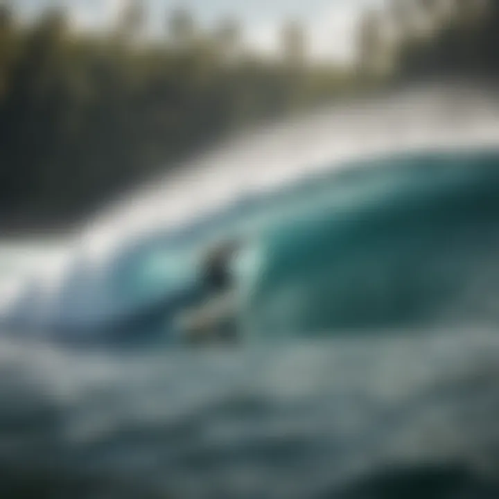 Surfer riding a perfect wave in the Mentawai region