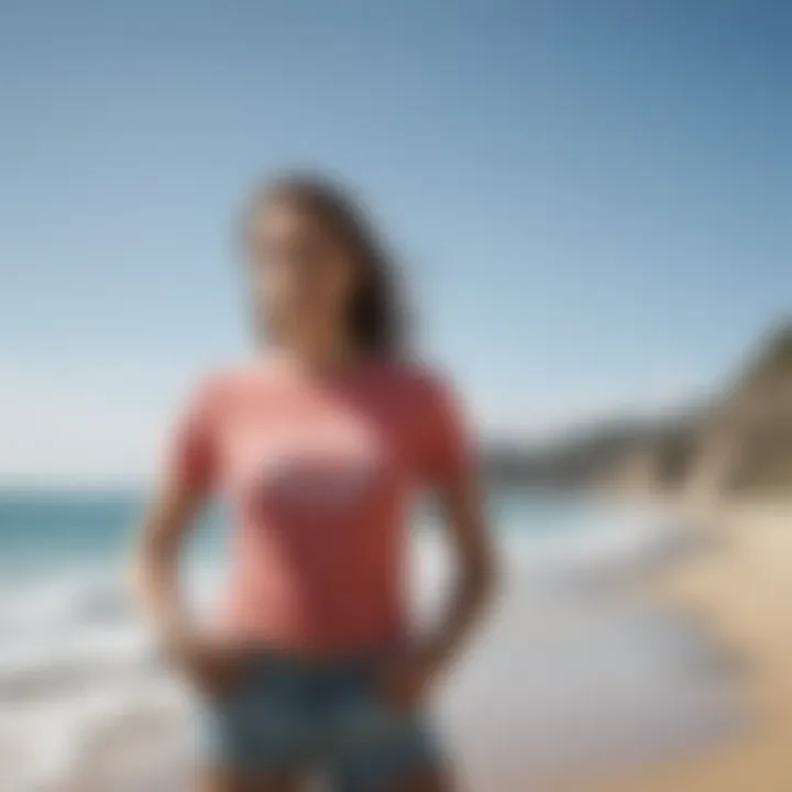 Rip Curl shirts displayed on a vibrant beach background