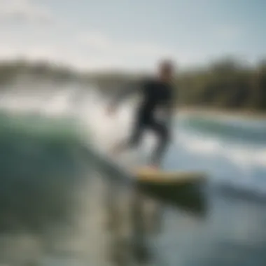 Instructor teaching surfing techniques to students