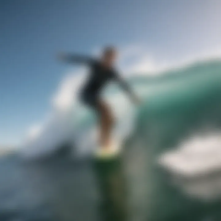 A local surfer riding the waves with excitement and skill.