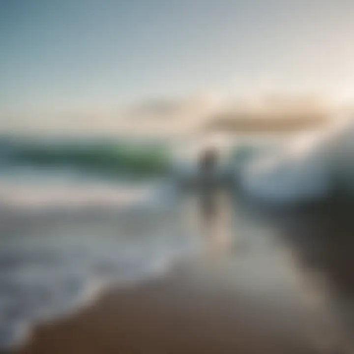 A serene beach scene illustrating varied surfing conditions