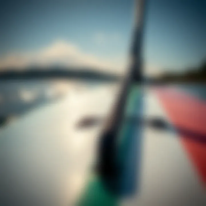 Paddleboard Design Features Close-up of a high-quality paddleboard showcasing its design features