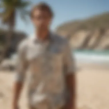 Billabong Sunday Shirt showcased on a sandy beach