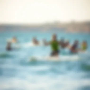 Watersport Scene in Billabong Apparel A serene watersport scene showcasing individuals enjoying water activities in Billabong apparel.