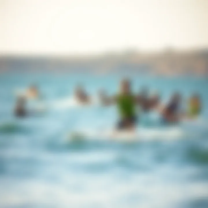 Watersport Scene in Billabong Apparel A serene watersport scene showcasing individuals enjoying water activities in Billabong apparel.