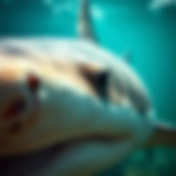 Close-up of a shark's intricate skin texture and patterns