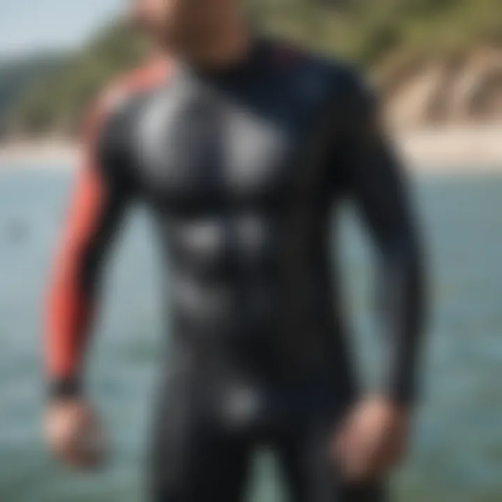 Close-up of the material used in extra large wetsuits, emphasizing flexibility and durability.