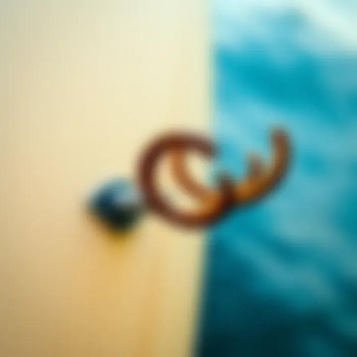 Environmental Impact of Surfboard Hooks Environmental impact of surfboard hooks depicted through eco-friendly materials