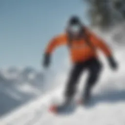 A snowboarder skillfully navigating through fresh snow while kiting